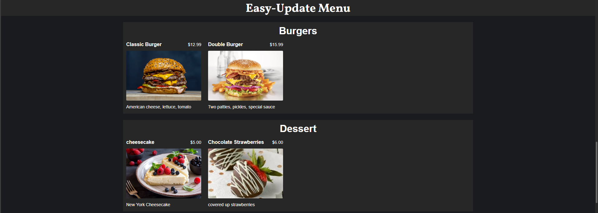 Screenshot of Easy-Update Menu